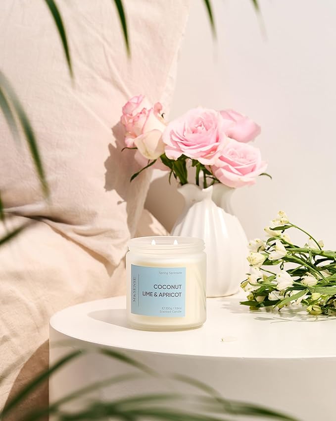 M&SENSE Coconut Vanilla Scented Candle - 11.6oz Natural Soy Wax Non Toxic Candle 70-Hour Long Lasting Burn Time, 2-Wick Aromatherqapy Gifts for Home Decor & Relaxation