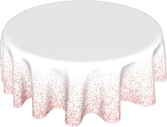 Rose Gold Tablecloth Round 60 Inch Vinyl Spring White Table Cloth Waterproof Fabric Tablecloths Decorative for Holiday Home Party Wedding Picnic