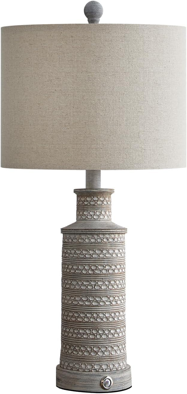 BOBOMOMO 3-Way Dimmable Touch Control Table Lamp Set of 2 with Dual USB Charging Ports for Bedroom Living Room Vintage Rustic Farmhouse Traditional Nightstand Bedside Lamps(Bulbs Included)