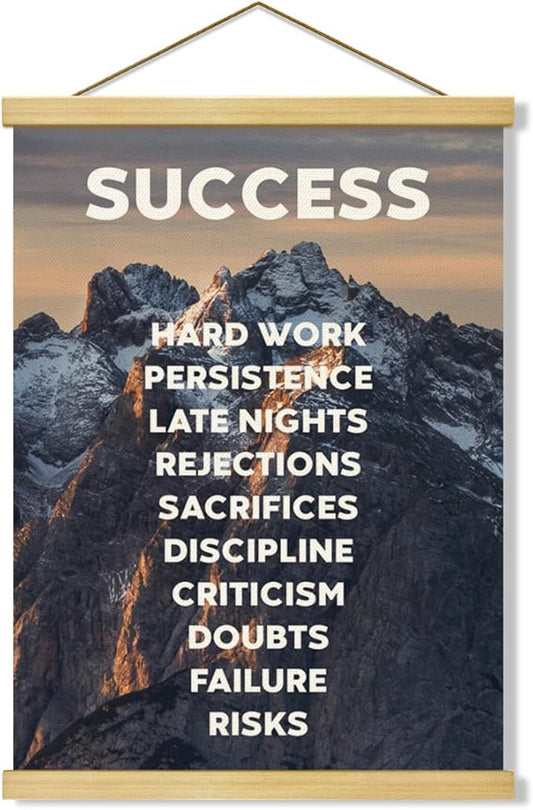 Inspirational Canvas Poster, Home Office Decor, Canvas Posters Wood Hanger, Success Definition Canvass Poster, Quotes Wall Decor, Positive Mindset Posters, Encouragement Gift for Women Men Friends