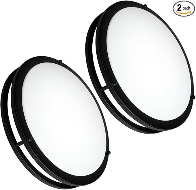 OOWOLF 2-Pack 36W 13inch LED Flush Mount Ceiling Light Fixture Dimmable Matte Black, Easy to Install LED Ceiling Lamp Fixture Without Flicker, Super Bright 3600LM 5000K Daylight White
