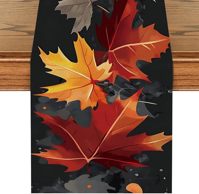 ANNA QUEEN Fall Maple Leaf Table Runner 13 x 72 Inch for Dining Table, Table Runner for Seasonal Autumn Kitchen Dining Table Decoration for Home Party Decor Table Decoration Thanksgiving Harvest