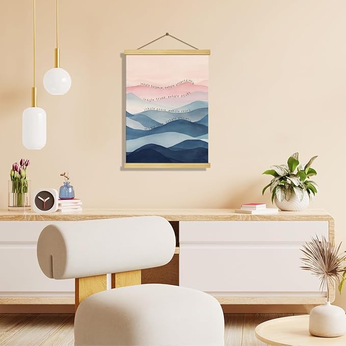 Inspirational Canvas Poster, Mental Health Poster Canvas Hanger, Breathe In Peace, Breathed Out Stress, Breathe in Love, Positive Home Decor, Herapist Office Decor, Therapist Gift