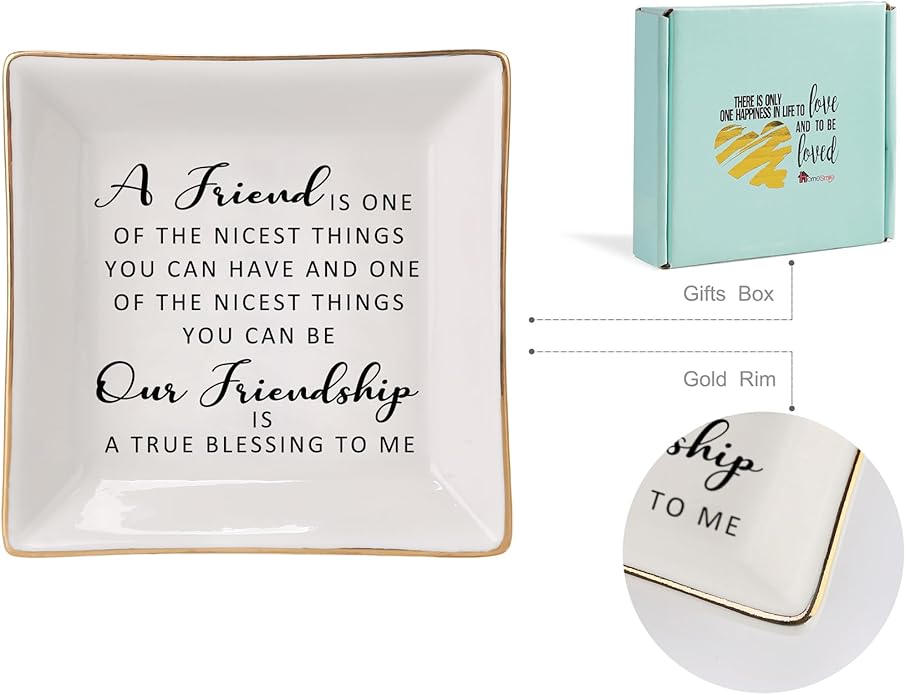 HOME SMILE Ceramic Ring Dish Jewelry Tray for Mom Sister Friends