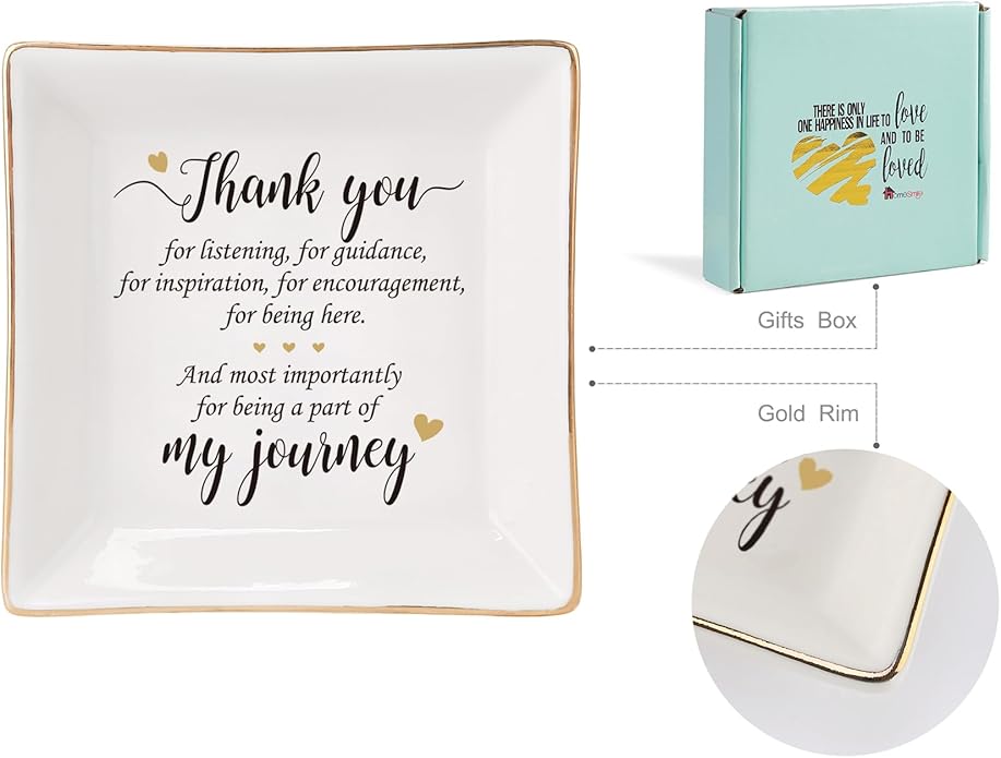 HOME SMILE Ceramic Ring Dish Jewelry Tray for Mom Sister Friends