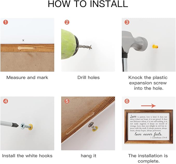 CHDITB Love Is Patient Framed Wood Sign Plaque(16×11), 1 Corinthians Wooden Wall Table Sign with Inspirational Quotes, Vintage Holy Bible Christianity Wall Art Sign for Living Room Farmhouse