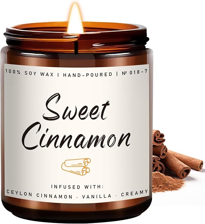 Auelife Fall Candle, Sweet Cinnamon Scented Candle, Fall Scents Soy Candles for Home Scented - Autumn Candles Gifts Set for Men and Women, Holiday, Thanksgiving, 7oz