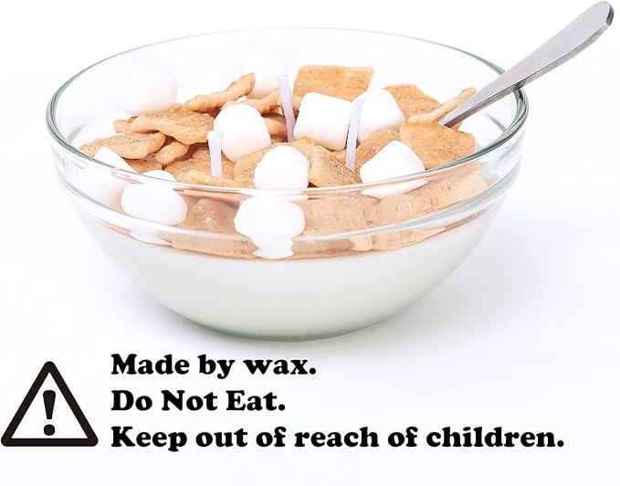 Funny Cinnamon Cereal Bowl with Metal Spoon Scented Soy Candle Morning Ritual Gift