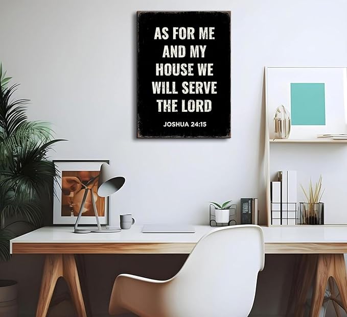 Bible Verse Scripture Wall art Joshua 24:15, As for Me and My House We Will Serve The Lord, with God All Things Are Possible, God Is Within Her She Will Not Fall, Christian Wall Decor for Prayer, Room living room, bedroom. A-404