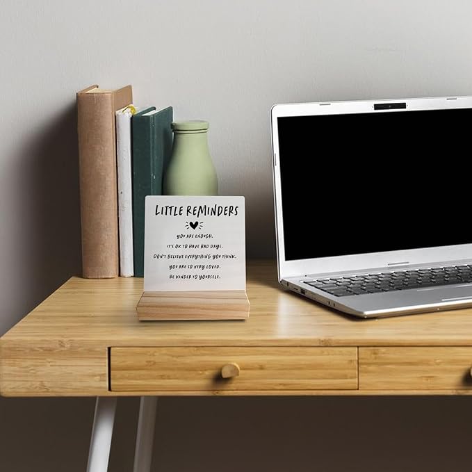 Little Reminders You are Enough Desk Sign with Stand,Dorm Signs for College Girls, Inspirational Signs Decor for Office Dorm Desk,Back to School Gifts for College Students Girls