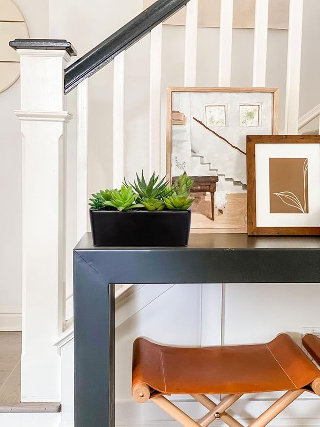 Artificial Succulents Plants in Ceramic Planter Assorted Faux Succulents in Pots Arrangement Fake Succulent Potted Plant for Home Office Desk Bathroom Shelf Living Room Indoor Outdoor Decor - White