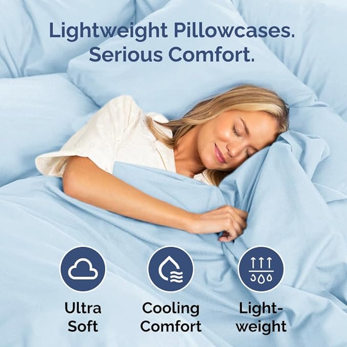 King Pillow Cases Set of 2 - Ultra Soft Hotel Quality Pillowcase Covers - Comfy, Cozy & Wrinkle Free - Shrinkage, Stain and Fade Resistant - Machine Washable Pillow Protectors - 2 Piece Set - Sky Blue