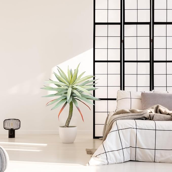 Briful Large Fake Agave Plants 3ft/35inch Tall Artificial Yucca Plants in Black Pot Outdoor Faux Agave Plants for Home Decor Office Fornt Porch Balcony Living Room Decor