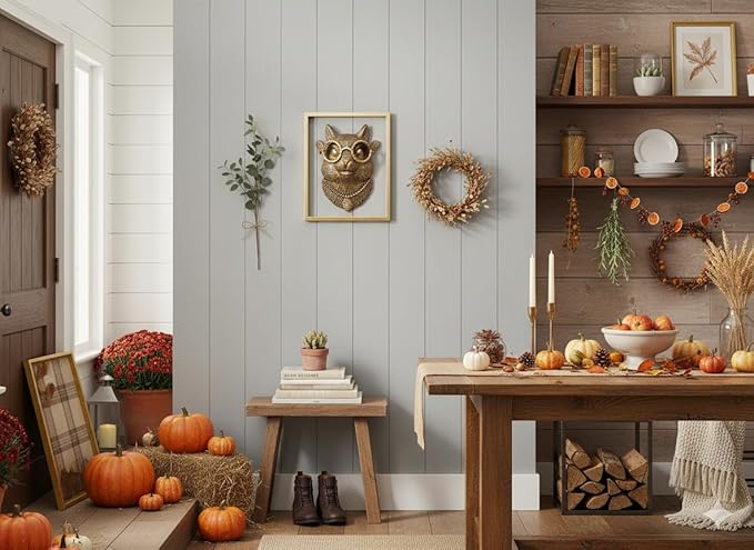 Animal Heads Wall Decor (Includes Metal Frame) Resin Animals Sculptures Head Wall Hanging Decoration Gold vintage Wall Sculpture for Living Room Bedroom Office(Squirrel)