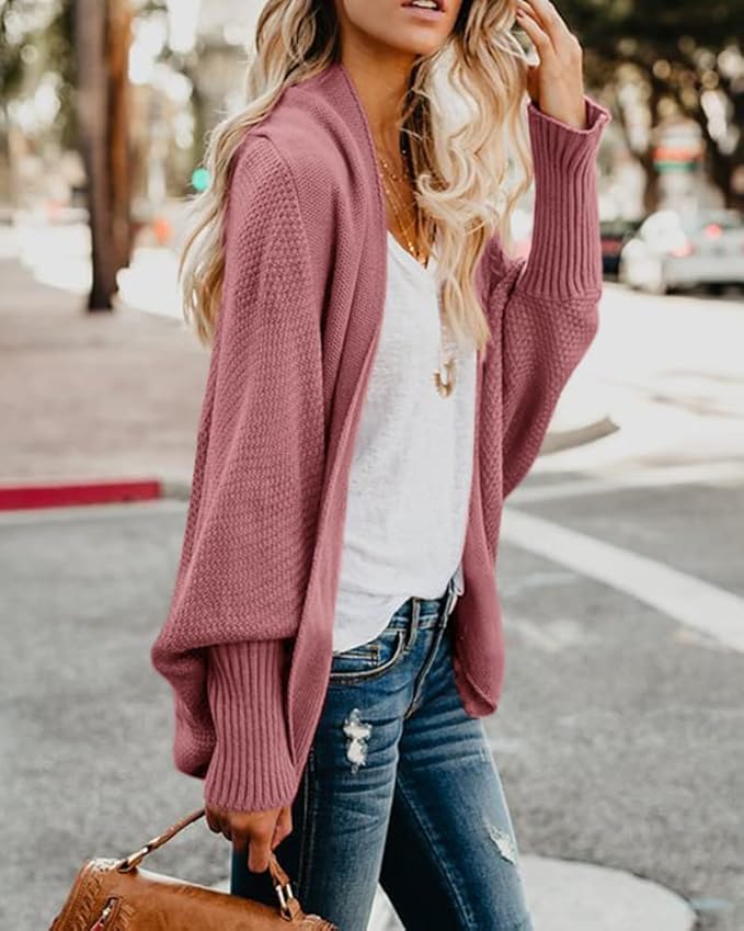 Imily Bela Women's Kimono Batwing Cable Knitted Slouchy Oversized Wrap Cardigan Sweater