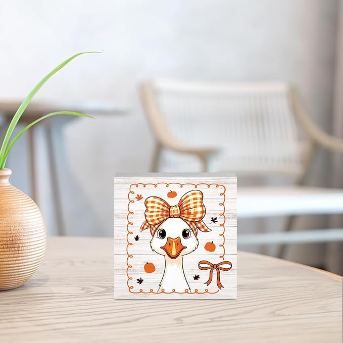 Funny Silly Goose Fall Decor, Fall Decorations for Home Office, Autumn Thanksgiving Decorations for Kitchen Gifts for Gooses Animals Lovers 5 x 5 inches (Tub 1707)