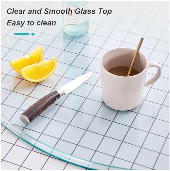 20" Glass Lazy Susan Turntable for Dining Table Large Tabletop Centerpiece Kitchen Rotating Tray Clear Serving Plate Round