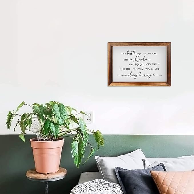 CHDITB The Best Things In Life Framed Wood Sign Plaque(16"×11"), Wooden Wall Table Sign with Scripture Bible Verse Quotes, Vintage Family Sign Housewarming for Home Bedroom Farmhouse Guest Room