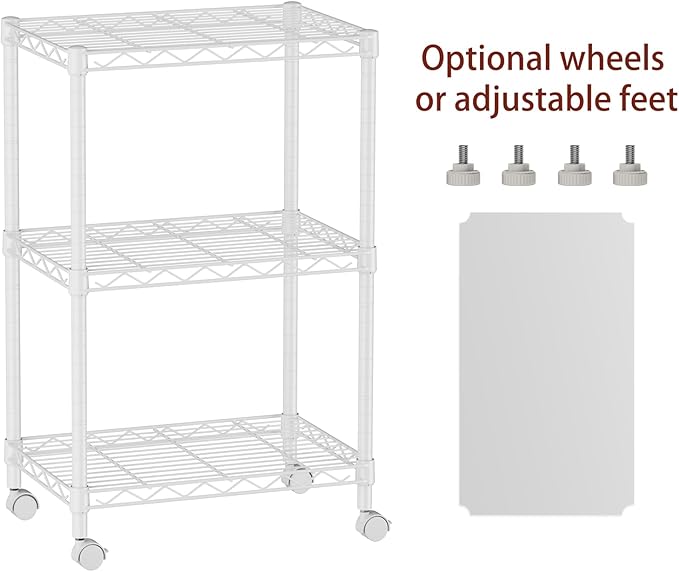 SINGAYE 3 Small Wire Shelves Kitchen Pantry Close Home Organizers and Storage Bathroom Shelf Laundry Room Organization Adjustable Book Metal Garage Shelving Unit