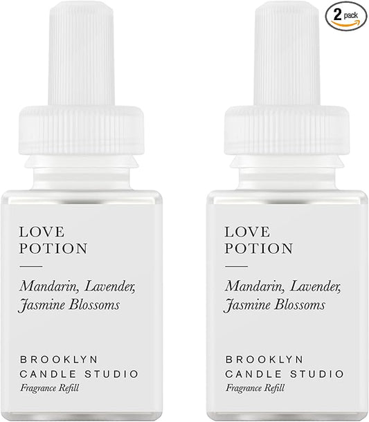 Pura & Brooklyn Candle Studio Home Scent Refill - Smart Home Air Diffuser - Up to 120-Hours of Luxury Fragrance per Refill - Home Essential - Clean & Safe Diffuser Fragrance - 2 Pack, Love Potion