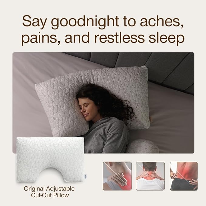 Coop Home Goods Original Cut-Out Adjustable Pillow, King Size Bed Pillows for Neck & Head Support, Memory Foam Pillows - Medium Firm for Side Sleeper, CertiPUR-US/GREENGUARD Gold