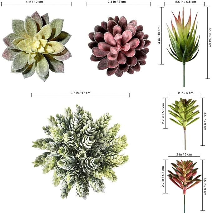Artificial Succulent Plants Fake Assorted - 16 Pack - Unpotted Face Succulent Plants - Realistic Textured Succulents Picks - Fake Plants for Decoration - Faux Aloe Cactus Plant Bulk