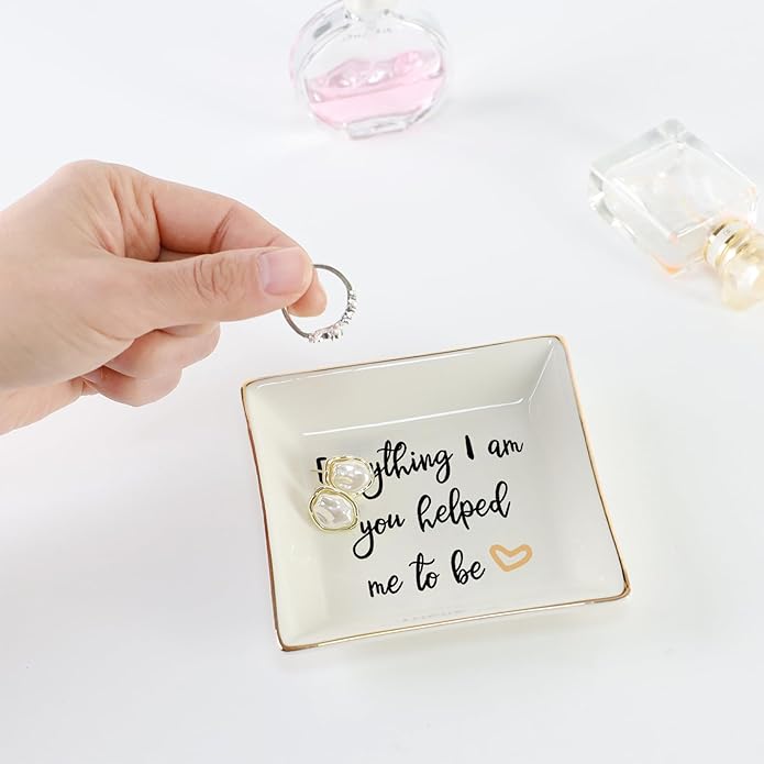 HOME SMILE Ceramic Ring Dish Jewelry Tray for Mom Sister Friends