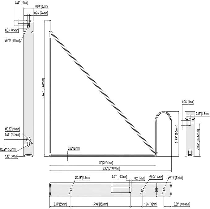 HOME MASTER HARDWARE Heavy Duty Closet Shelf Rod Brackets, Wall Mounted Closet Shelves Bracket with Rod Shelving Support, Black with Screws 4 Pack