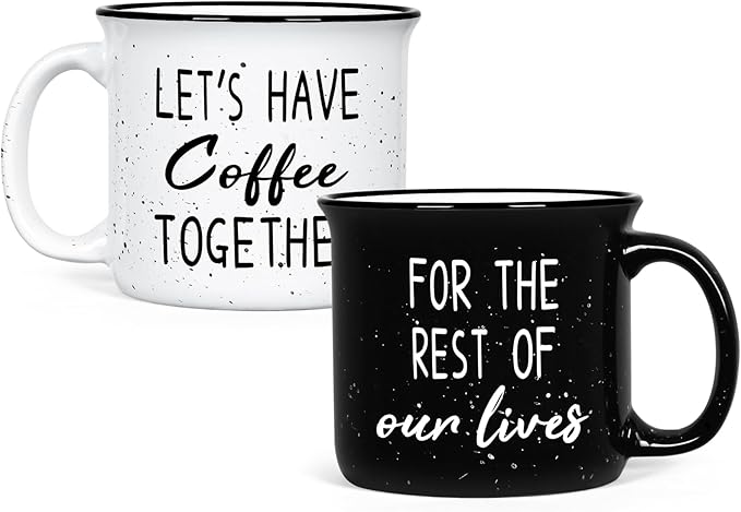 YHRJWN Couples Gifts, Let's Have Coffee Together For The Rest Of Our Lives Mug, Engagement Gifts for Couples, Anniversary Wedding Presents for Him Her, 15Oz