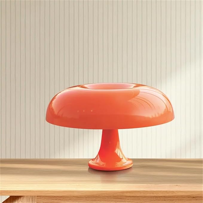 Retro Orange Mushroom Lamp for Bedroom Nightstand Mid Century Modern Table Lamp Decor Aesthetic Lighting Dimmable Mushroom Shaped Donut Bedside Lamp with 3 Lighting Modes, Minimalist Home Decor