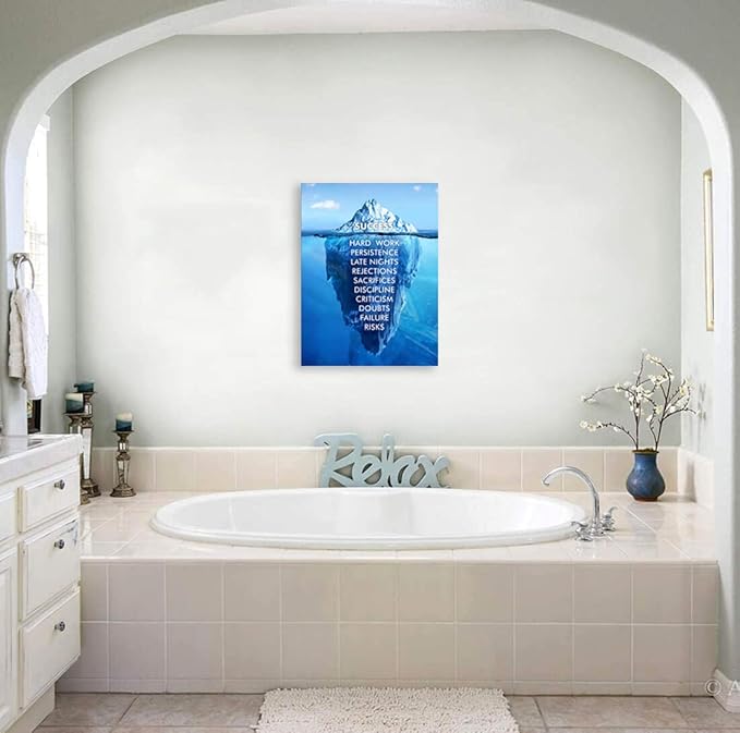 Success Canvas Wall Art Inspirational Entrepreneur Quotes Canvas Painting Prints Success Iceberg Posters Inspirational Office Decor Print ArtWork Library Frame Ready to Hang[18″W x 24″H]