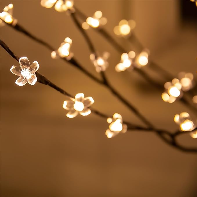5ft Lighted Cherry Blossom Tree with 184 Warm White LED Lights for Holiday Decor - Dimmable, UL Certified, Waterproof - Ideal for Indoor and Outdoor Decoration