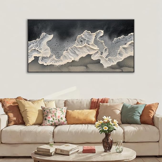 Wall Art Modern Flowers Artwork Love Heart Wall Decor White Canvas Prints for Living Room Bedroom Dining Room Home Office Decor Large Framed Ready to Hang 30"x60"