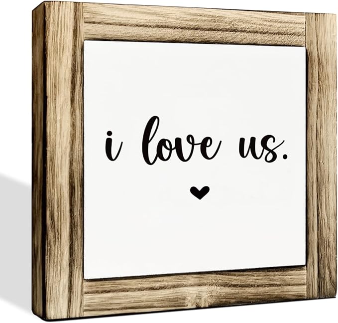 Home Decor Signs, Love Quote Wood Signs, Family Room Decor, Decorative Wooden Box Sign, Living Room Decoration for Shelf, Housewarming Gift, I Love Us Sign, 5.9×5.9 inches