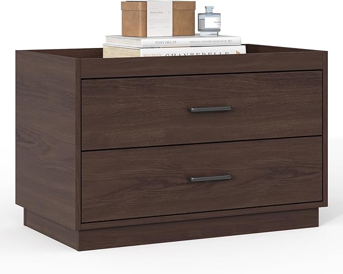 Stackable Storage Drawers, 28" Wide Storage Bins with 2 Drawers for Closet Organizers, Wood Stackable Closet Organizer Modern Large Stackable Storage Units for Living Room Hallway Bedroom, Brown