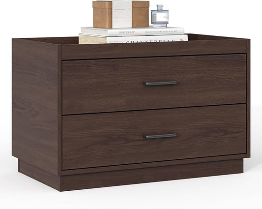 Stackable Storage Drawers, 28" Wide Storage Bins with 2 Drawers for Closet Organizers, Wood Stackable Closet Organizer Modern Large Stackable Storage Units for Living Room Hallway Bedroom, Brown