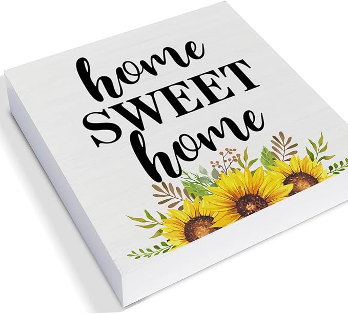 Summer Sunflower Decor for Home Farmhouse Sunflowers Tiered Tray Decor 3 Pcs Wood Decorative Signs Rustic Table Desk Shelf Home Decoration