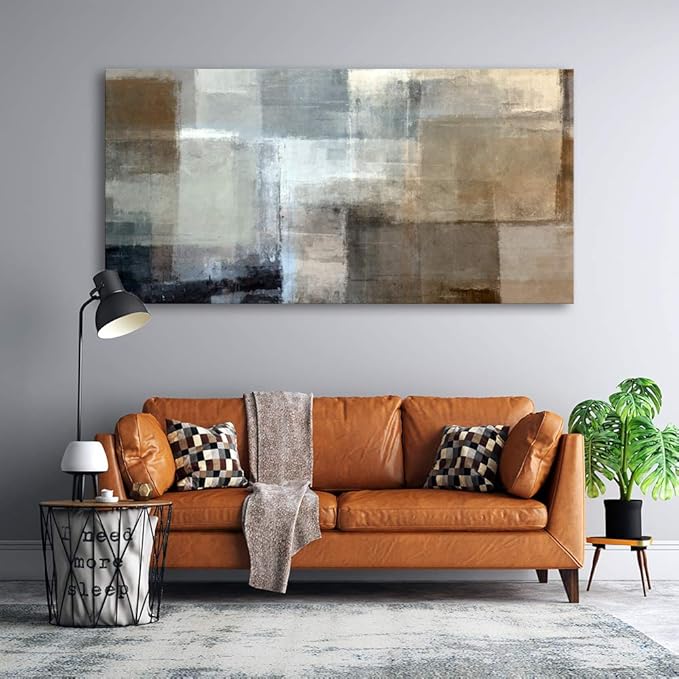 Baisuart A61275 Canvas Prints Abstract Wall Art Print Paintings Grey and Brown Stretched Canvas Wooden Framed for living Room Bedroom and Office Home Decor Artwork XXLarge 30x60inch