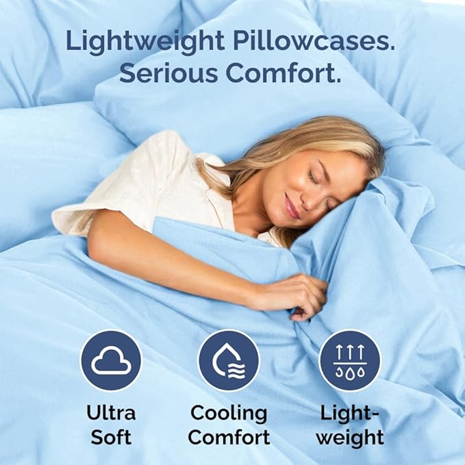 New Pillow Cases, King Standard, Light Blue