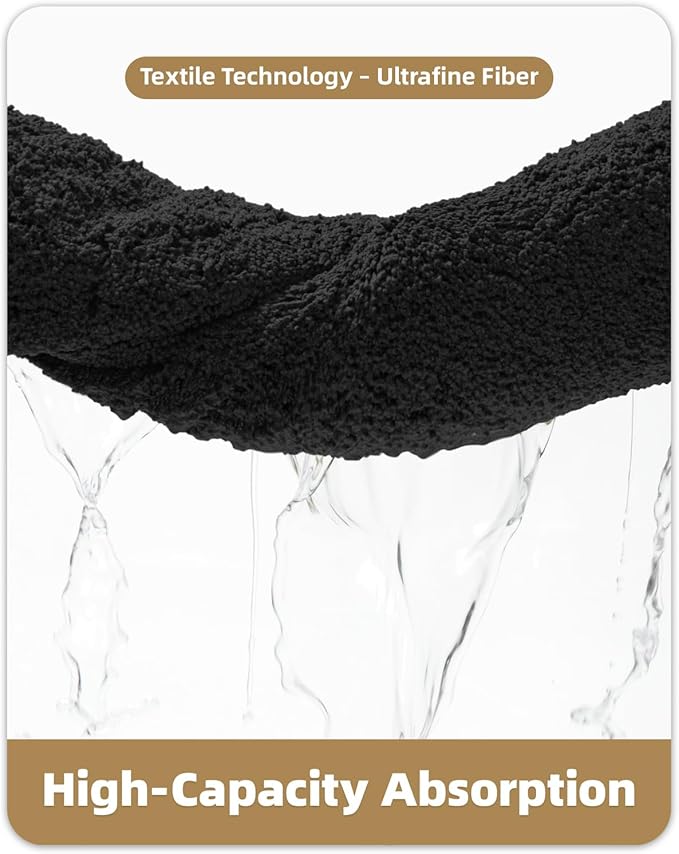 Color&Geometry Bathroom Runner Non Slip, 24"x43" Black Bath Runner Rug, Absorbent, Soft, Washable, Microfiber Bath Mat Bathroom Carpet