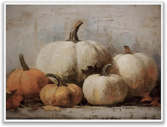 Generic Fall Wall Decor Pumpkin Still Life Canvas Paint posters Rustic Fall Art Vintage Autumn Wall Print Halloween Autumn Decor Thanksgiving 16x24 Unframed