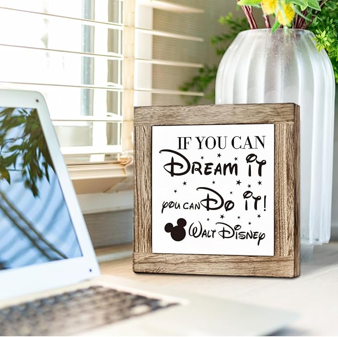Farmhouse Wood Sign, If You Can Dream It You Can Do It Sign, Wooden Box Sign Plaque, Inspirational Decor, Positive Home Decor, Bedroom Decor, Farmhouse Tabletop Decor for Office Cubicle