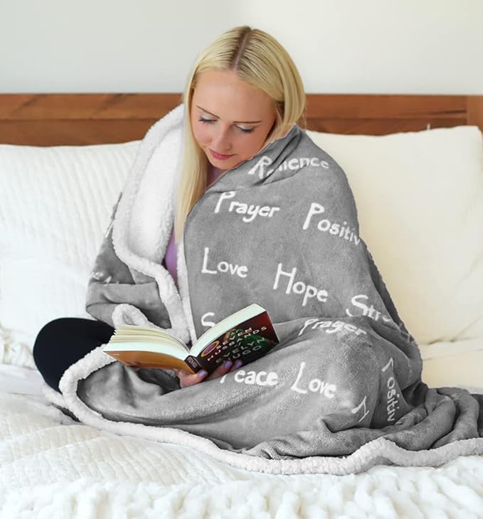 WOLF CREEK BLANKET - Compassion Blanket (Brand)- Strength Courage Super Soft Warm Hugs, Get Well Gift Blanket Plush Healing Thoughts Positive Energy Love & Hope (Gray, 50 x 65 Sherpa)