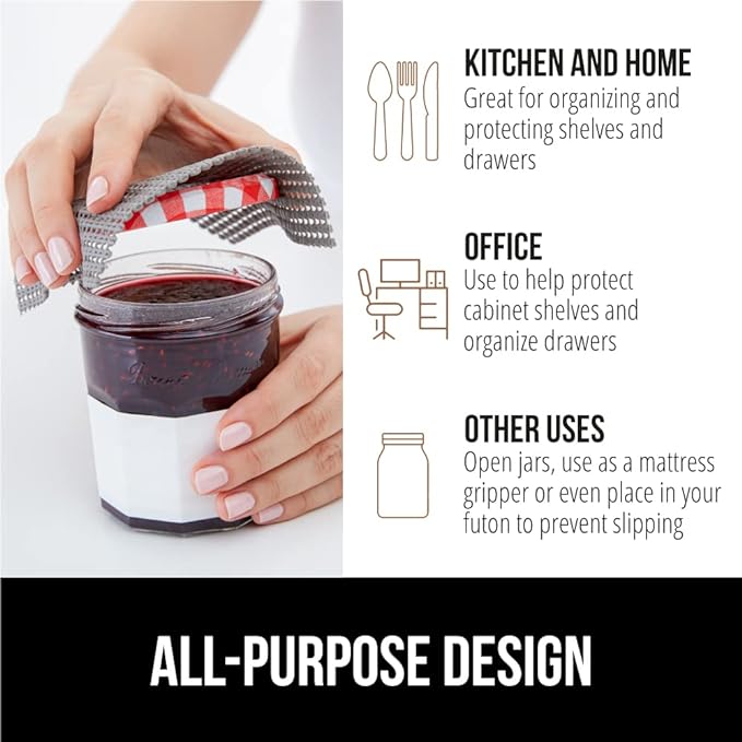 GORILLA GRIP powerGRIP Drawer Shelf and Cabinet Liner, Thick Strong Hold, Non-Adhesive Liners Protect Kitchen Cabinets and Cupboard, Bathroom Drawers, Easy Install, Breathable Mat, 12" x20', Gray