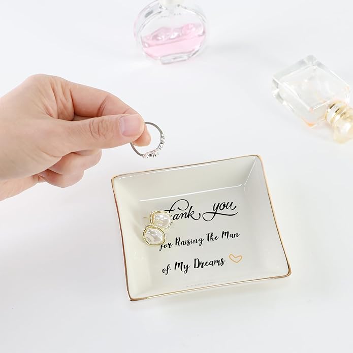 HOME SMILE Ceramic Ring Dish Jewelry Tray for Mom Sister Friends