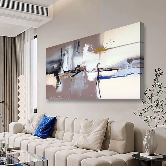 Black and White Ink Abstract Wall Art Print Oil Paintings Abstract Canvas Wall Art for Living room Office Bedroom Modern Brown Pictures Wall Decor Artwork Waterproof Ready to Hang - 20in * 40inch