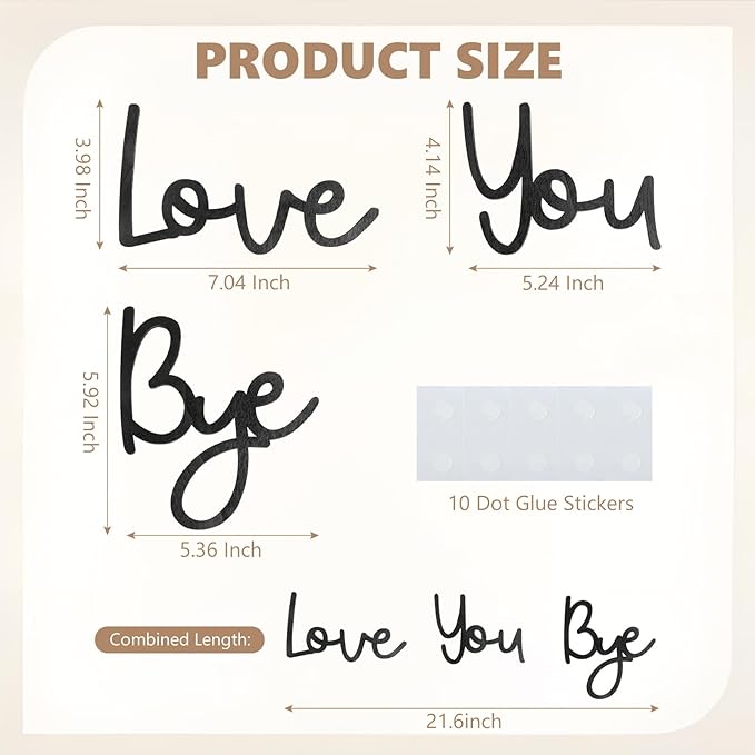 Yadiana Love You Bye Wood Sign Home Decor,21.6" Black Boho Home Wall Decor Modern Wall Art Decor Express Love and Warm for Your Family Lovers, Room Entryway Hallway House Wall Decor Aesthetic