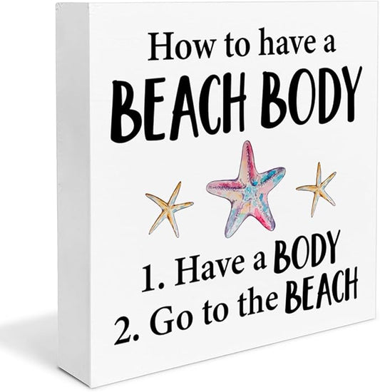 Wood Block Sign - Home Beach House Decor - Desk Table Shelf