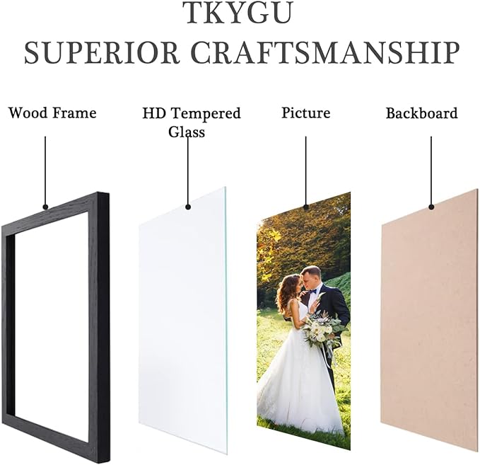 4x6 Picture Frame Set of 3, Made of Real Glass for 4x6 Wooden Frames Black, Wall and Tabletop Display Photo Frame for Home Décor Gallery Family Wedding Memorial Pic Frame Gift