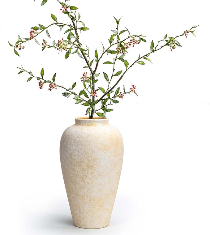 Ceramic Flower Vase Home Decor - 9.2 inch Large Farmhouse Table Vases, Rustic Decorative Vases for Kitchen Living Room Coffee Dining ShelfMantel Decoration